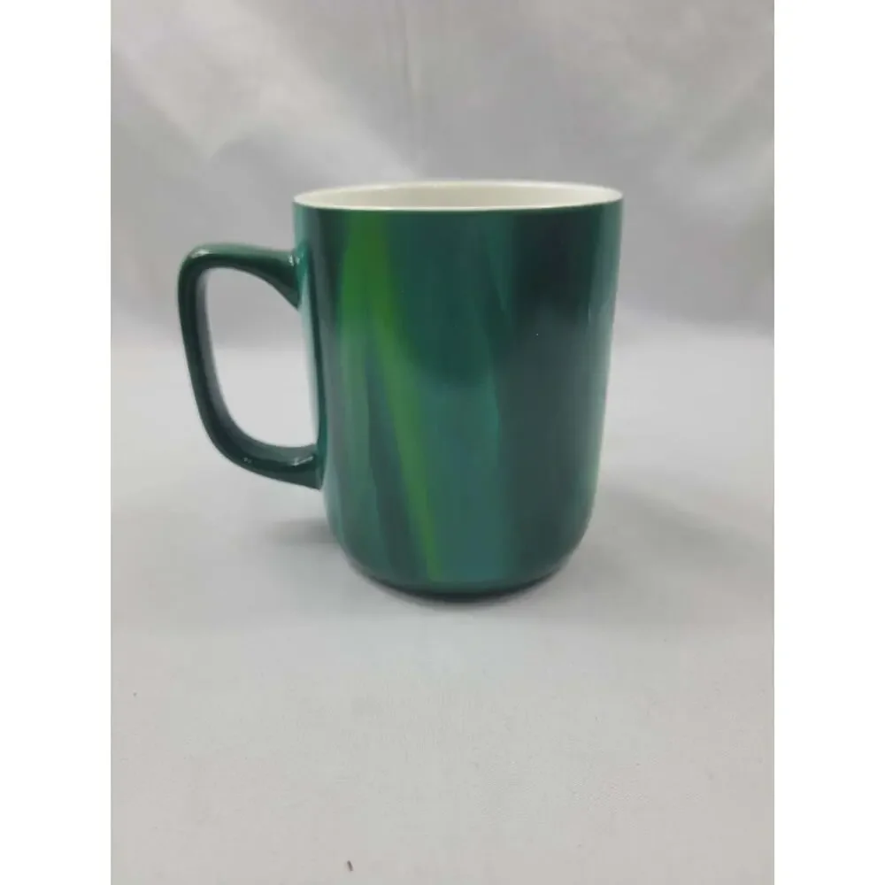 Starbucks Ceramic Coffee Mug Cup 15 oz Green Variegated Marbled Design